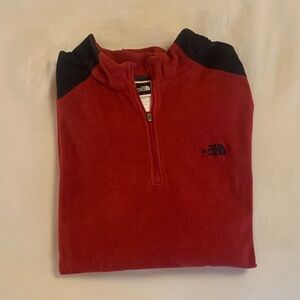 The North Face Men's Red and Black Quarter-Zip